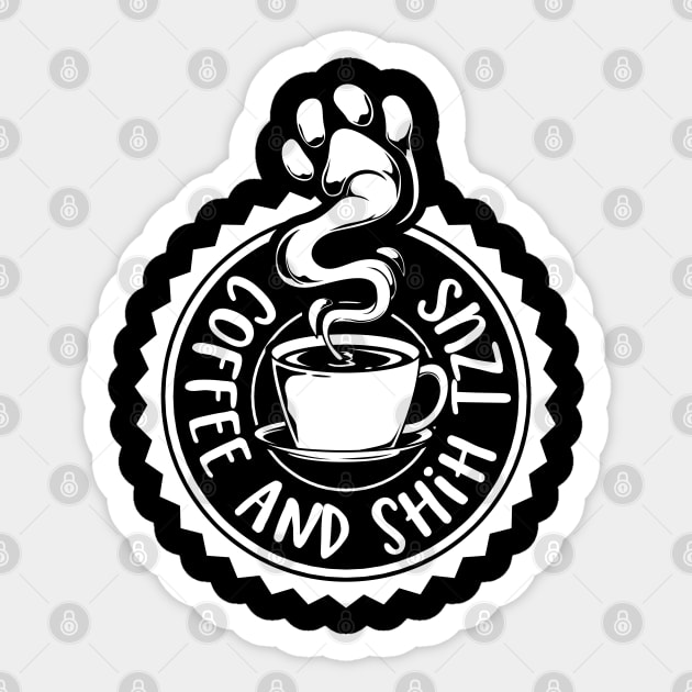 Coffee and Shih Tzus - Shih Tzu Sticker by Modern Medieval Design